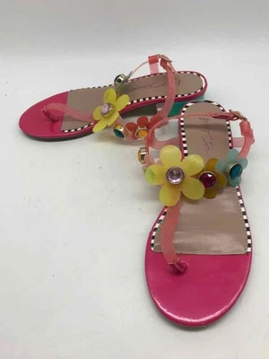 Sandalias de Tanga Floral Betsey Johnson Rosa Talla 7.5 Usadas Foto 1 de 4