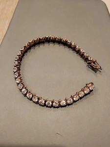 BEAUTIFUL 925 STERLING SILVER RHINESTONE TENNIS BRACELET 7" - Picture 1 of 8