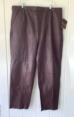 Pantalones de cuero vintage Cougar marrón chocolate talla 46x30 lujo discreto usados en excelente estado Foto 1 de 4