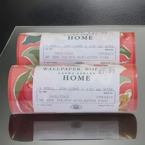 Laura Ashley Vintage Wallpaper Border x 2 Tulips Pink Flower Pattern 79943/1 - Picture 1 of 8