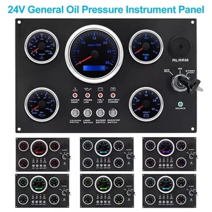 Universal 5 Gauge Set Instrument Panel 24V 7 Colors LED For Marine Boat Yacht - Picture 1 of 9