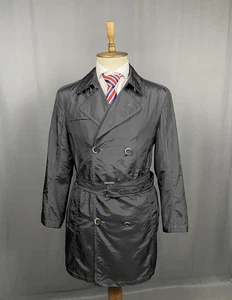 MINT! Armani Collezioni Black Waterproof Double Breasted Trench Coat Size 42 - Picture 1 of 14