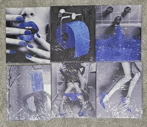 Decorazione bagno arte parete moda 6 stampe nero/bianco/blu scintillante glam 11x14 🔥 - Foto 1 di 7