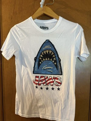 Camiseta Tiburón Lentejuelas Blanco Camisa Foto 1 de 4