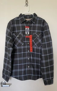 Grizzly Mountain Men’s Flannel Shirt Jacket Sherpa Lined Size Medium Plaid Gray - Picture 1 of 3