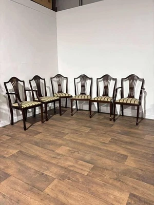 Set of Six Reproduction Mahogany Dining Chairs To Include Two Carvers - Image 1 of 4
