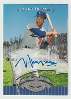 MAURY WILLS 2005 Upper Deck Past Time Pennants SILVER SP ON CARD AUTO /83 SSP - Image 1 of 2