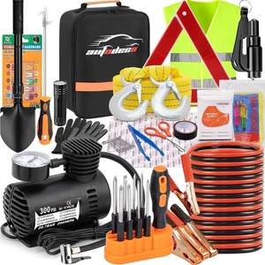 Kit de 69 piezas de emergencia para automóvil en carretera - cables de puente, inflador de neumáticos y herramienta de seguridad - Imagen 1 de 7