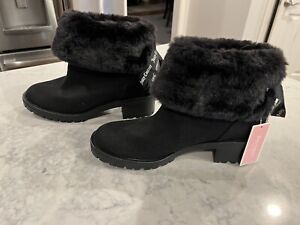 Juicy Couture Women’s Black Fabric Upper Ankle Boots Size 10 NEW