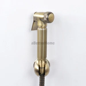 Antique Bronze Bathroom Toilet Bidet Shattaf Hand Shower Wall Bracket Hose Set - Picture 1 of 3