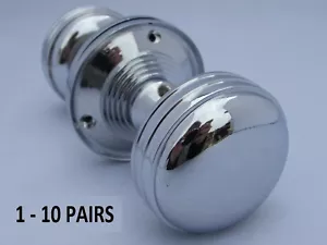MODERN Cutting Edge Chrome Silver Reeded Mortice Lever Door Knobs Handles D3 - Picture 1 of 15