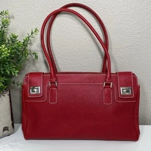 Rafe Red Leather Satchel Shoulder Bag Designer Handbag Purse Sophisticated - Picture 1 of 14