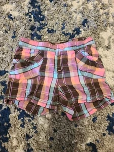 Jumping Beans Shorts Girls Size 6 Pink Plaid Pockets Elastic Waist - Picture 1 of 3