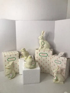Vintage Lot of 5 Snow bunnies Easter Rabbit w/Carrot, 2 Bunnies, Chick, Duck - Picture 1 of 6