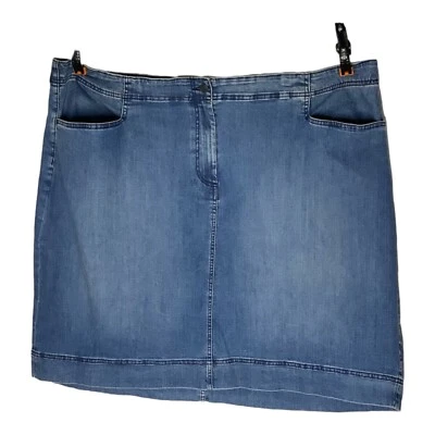 Talbots Outlet Woman Plus Size Stretch Blue Denim Jean Skirt size 26W — 第 1/3 张图片