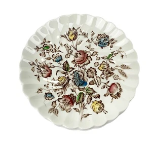 Johnson Bothers Staffordshire Bouquet Saucer Brown Floral Swirled Rim 5 5/8 inch - Picture 1 of 3