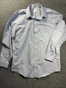 Brooks Brothers Blue And White Checkered Button Up Long Sleeve 16 1/2 6/7 - Picture 1 of 8