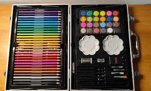 Set artistico 145 pezzi con valigia blu colori pittura disegno matite - Foto 1 di 6