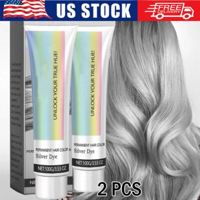 🔥2Шт натуральный 2-в-1 экстракт эссенции серебро краска для волос, серебро серый краска для волос крем - Изображение 1 из 4
