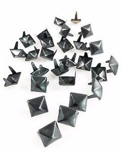 NAILHEADS SPOTS STUDS 2 Prong 3/8" SQUARE MATT BLACK FINISH 100 pcs - Picture 1 of 1