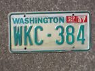 1987 Washington License Plate WKC 384 Chevy Ford Chevrolet Dodge WA WASH