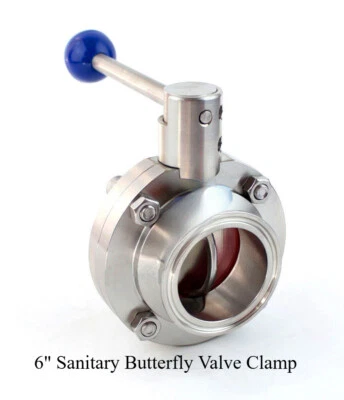 OD 183MM Silicone Sealing Stainless Steel 304 6" Sanitary Butterfly Valve Clamp - Image 1 of 3