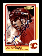 1986-87 O-Pee-Chee #182 Jim Peplinski AUTOGRAPHED!!! Flames 544217