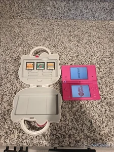 Nintendo DSi Console Pink Hot Model TWL-001 4 Games Hello Kitty Case - Picture 1 of 6
