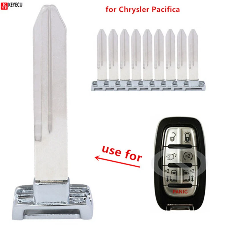 10*Smart Remote Key Blade Blank Emergency Insert for 2017-2019 Chrysler Pacifica Foto 1 de 1