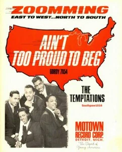 1966 The Temptations "Ain't Too Proud To Beg" Release Industry Promo Reprint Ad - Picture 1 of 1