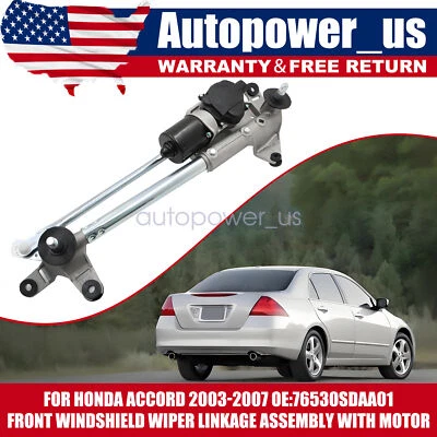 New Front Windshield Wiper Linkage Assembly with Motor for Honda Accord 2003-07 - Image 1 of 4