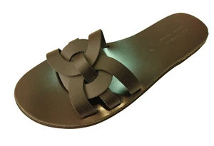 Griechische handgefertigte Ledersandalen Slide Gladiator alter Stil flache Damenschuhe - Bild 1 von 5