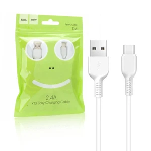 USB to Type C Charging and Data Cable X13 2.4A 1 meter White Color - Picture 1 of 3