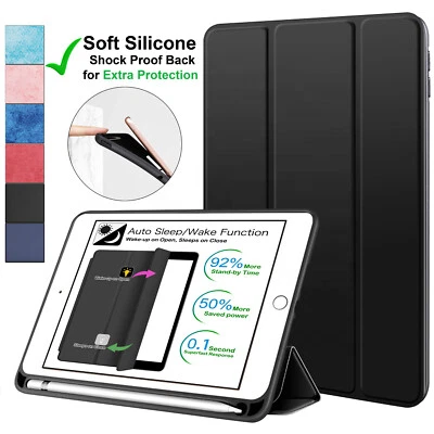 iPad 9.7 6th 5th Case A1822 A1823 A1954 A1893 Smart Soft Silicone Cover Black - Image 1 of 4