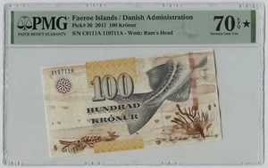 PMG 70 Faeroe Islands 2011 Danish Administration Banknotes 100 Kroner - Picture 1 of 2