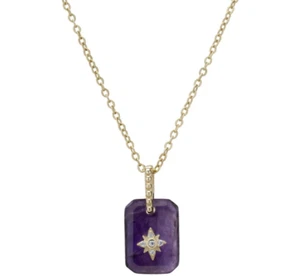 Crackled Amethyst (1-1/5 ct. t.w.) & Lab-Grown White Sapphire (1/20 ct. t.w.) St - Picture 1 of 3