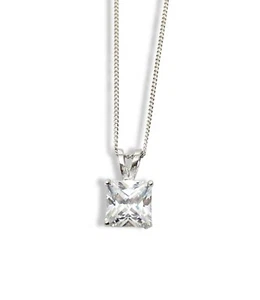 Halskette mit Anhänger Weißgold-Finish Prinzessschliff und kreiertem Diamant kostenloser Versand - Bild 1 von 8