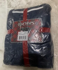 NIP CHAPS Men's 2-Piece Sleep Set Micro Fleece Top & Flannel Pants Blue size XL - Picture 1 of 11