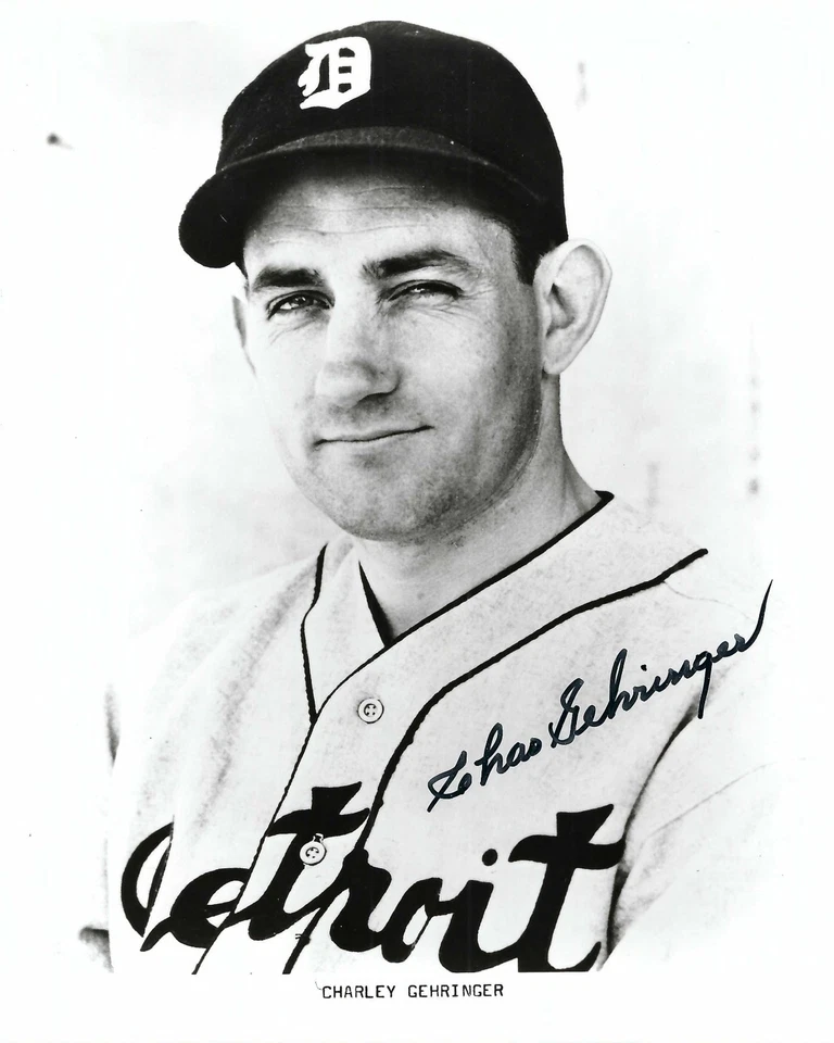 FOTO 8x10 firmada por Charlie Gehringer de los tigres de Detroit Foto 1 de 1