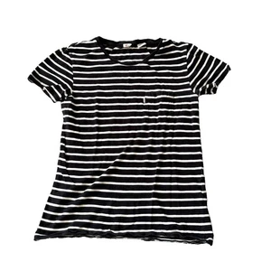 Levi's Short Sleeve T-Shirt Black and White Striped Women's Size XS Tee Pockets - Picture 1 of 5