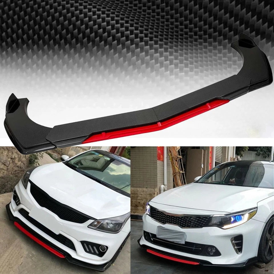 For KIA Optima K5 Front Bumper Lip Spoiler+Splitter Body Kit Carbon Fiber Red Foto 1 de 4