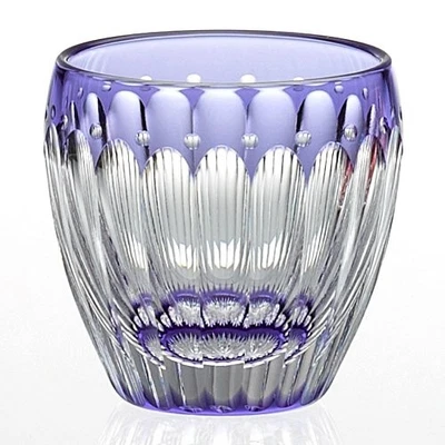 Kagami Crystal Edo Kiriko Sake Cup Chrysanthemum Purple T535-2685CMP Japan New - Image 1 of 2