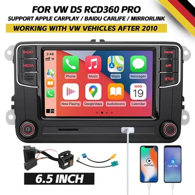 Autoradio Stereo Carplay Bluetooth DS RCD360 für PQ VW Golf Passat CC After 2010 - Bild 1 von 4