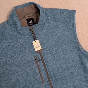 NEW! Johnnie-O Full Zip Fleece Vest Men's Size Large Blue Zip Pockets - Picture 1 of 9