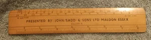 Essex: Werbe-Lineal 6 Zoll präsentiert vom Holzhändler John Sadd von Maldon. - Bild 1 von 3