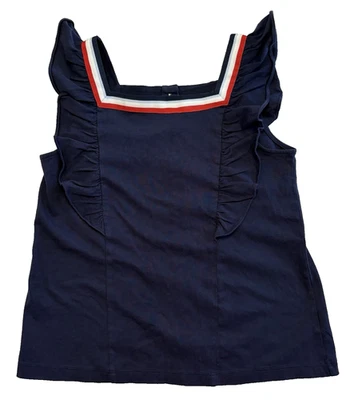 NWT Janie and Jack Navy/Red/White Ruffle Top Girls Size 12 - Image 1 of 4