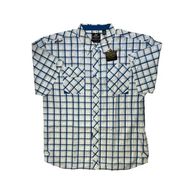 Akademiks NYC Short Sleeve Shirt  Men's 5XL Blue Plaid Pockets Collared New - Image 1 of 4