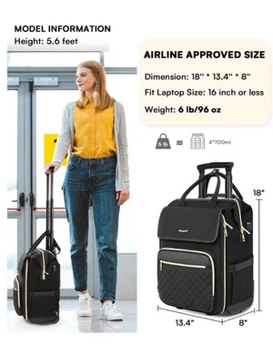 Mochila con ruedas Arcoyard para mujer Mochila con ruedas para computadora portátil de viaje Foto 1 de 4