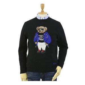 Polo Ralph Lauren Wool Blend Polo Bear Crewneck Sweater - Black - Size: Medium - Picture 1 of 4
