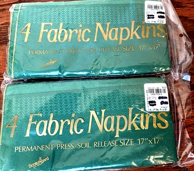 2 Set di quattro tovaglioli in tessuto effetto lino verde 17x17 NUOVI - Immagine 1 di 3